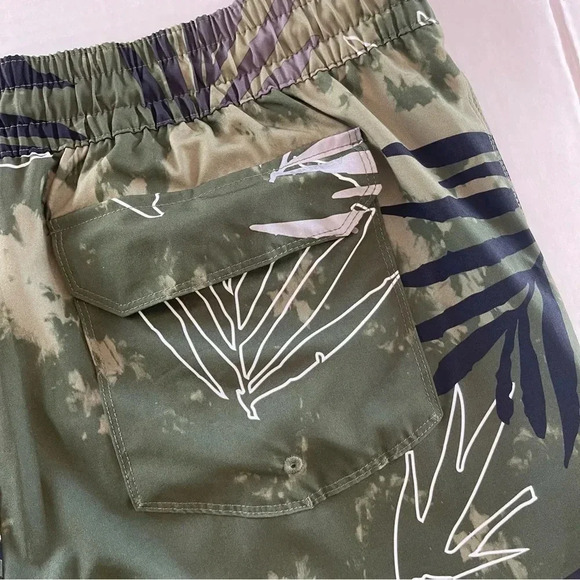 Hurley Palm Print Volley Swim Shorts-Olive Men size Large - Picture 7 of 12